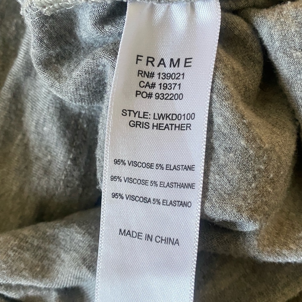 Frame Shirred Muscle Tee Shirt Dress Gris Heather Ruched Midi Stretchy Y2K Style - Picture 6 of 8